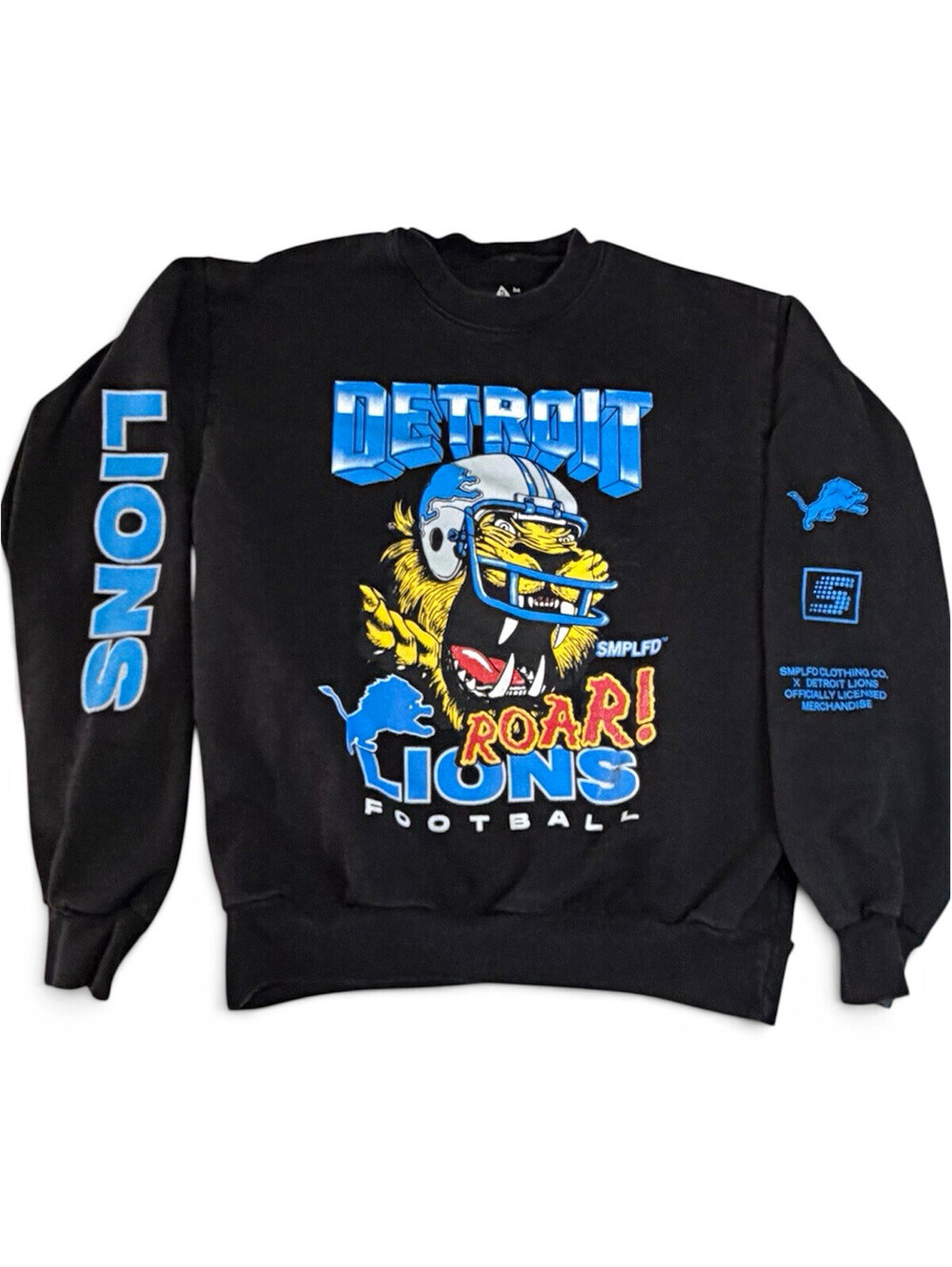 SMPLFD Clothing Co Men's Detroit Lions Graphic Crew Neck Pullover Sweatshirt M